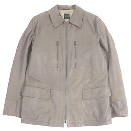 Autre Marque Hugo Boss Goat Leather Jacket Grey Dark grey
