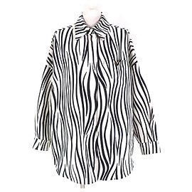Camicia a maniche lunghe in metallo con stampa zebra V Logo di Valentino Nero