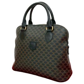 Céline Sac Boston en cuir Celine Marron Noir