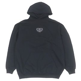 Hoodie de algodão com logo BB em strass Balenciaga Preto