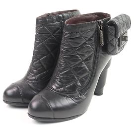 Chanel Leather Ankle Boots Black