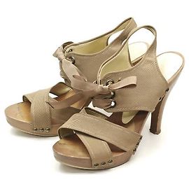 Stella Mc Cartney Sandales en bois à lacets Stella McCartney Beige Autre