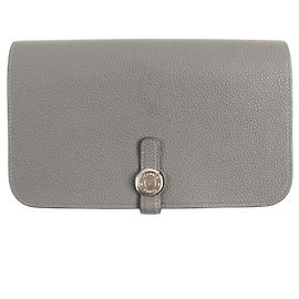 Cartera Duo Togo Dogon GM de Hermès Gris