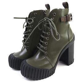 Louis Vuitton Ruby Line Leather Boots Green Khaki