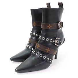 Louis Vuitton Monogram Leather Ankle Boots Black