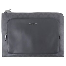 Coach Ethan Portfolio Signature Canvas Clutch Bag Black