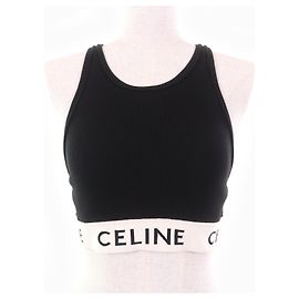 Céline Top Celine Deportivo de Algodón Negro Crudo