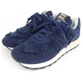Miu Miu MiuMiu New Balance 574 Canvas Sneakers Blue Navy blue
