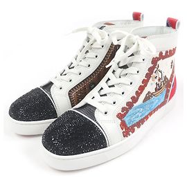Bestickte Sneakers LOUIS FLAT von Christian Louboutin Weiß