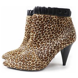 Céline Celine Leopard Pattern Harako Short Boots Brown Black