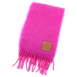 Mohair-Schal mit Loewe Anagram Lederpatch Pink