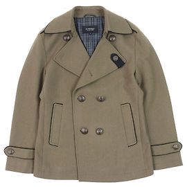 Burberry Black Label Double breasted Wool Nylon Jacket Green Khaki