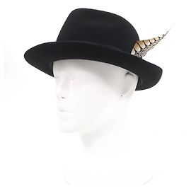 Chapéu Fedora de Lã Ralph Lauren Purple Label Preto