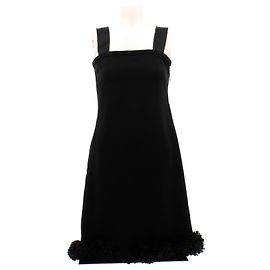 Prada Robe noire à fleurs au bas en soie Noir
