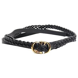 Dior Cinturón doble de cuero trenzado negro Negro