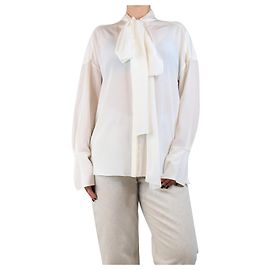 Chloé Creme Seidenbluse mit Krawatte - Größe UK 8 Roh