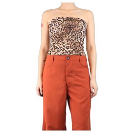 Maje Top sin tirantes con estampado de leopardo marrón - talla UK 10 Castaño
