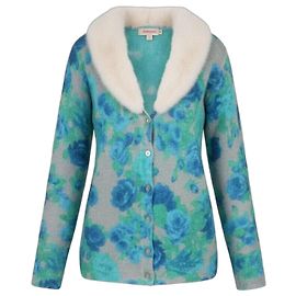 Cardigan chic BLUMARINE ! AVEC VISON ! taille 42IT Multicolore