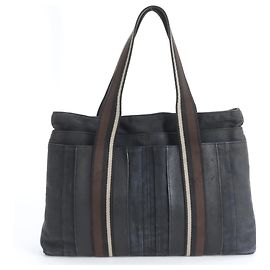 Hermès Hermes Troca Horizontal MM Leather Tote Bag Brown Black