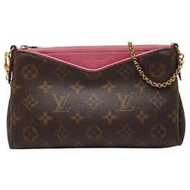 Bolsa de mão Pallas Scratch Monogram Louis Vuitton Marrom Rosa