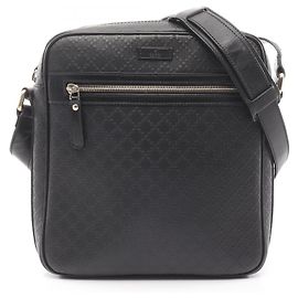 Bolsa de Ombro de Couro Diamante Gucci Preto