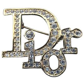 Broche Vintage Logo Christian Dior em Ouro Dourado