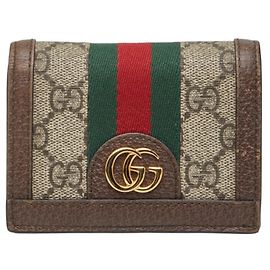 Portefeuille compact bifold Gucci Ophidia GG Supreme Marron Beige
