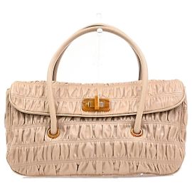 Prada Turnlock Nappa Gaufre Medium Bege