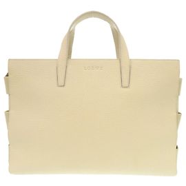 Bolsa tote de couro marfim com logo Loewe Cru