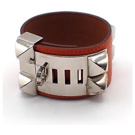 Hermès Collier de Chien em couro Hermes Laranja