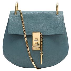 Chloé BORSO A MANO CHLOE DREW SMALL IN PELLE GRAINED BLU Blu