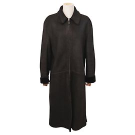 Hermès CAPPOTTO HERMES LUNGO 46 S IN PELLE DI AGNELLO ROVESCIATA MARRONE Marrone