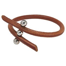 Hermès Pulsera de cuero y metal Hermes Roulette Hill Castaño