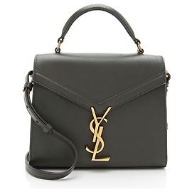 Saint Laurent Grain de Poudre Monogram Cassandra Mini Top Handle Gris