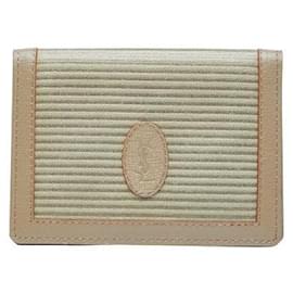Yves Saint Laurent Étui à cartes en cuir et toile avec logo YSL de Saint Laurent Marron Beige