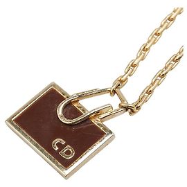 Christian Dior Collier Plaque Logo Dior Doré Métallisé