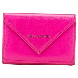 Balenciaga Papier Mini Geldbörse aus Leder Pink