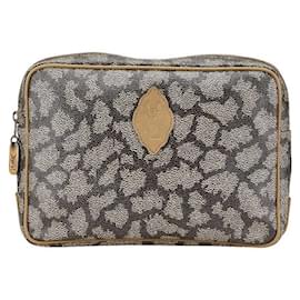 Yves Saint Laurent Giraffe Leder Clutch von Saint Laurent Braun Beige