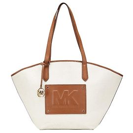 Bolsa Tote de Lona e Couro Kimber da Michael Kors Branco