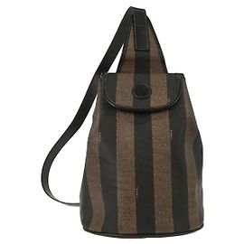 Fendi Pequin Sling Backpack Coated Canvas Medium Brown
