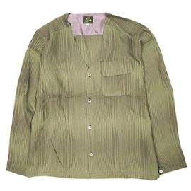 Autre Marque Camicia V Collo R/N Strisce Ondulate Jq. Verde Verde oliva
