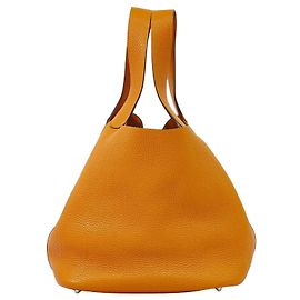 Bolsa Picotin Lock Hermès Togo GM Laranja