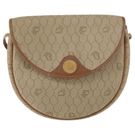 Bolsa transversal vintage Honeycomb da Christian Dior em lona e couro Bege