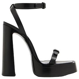 Yves Saint Laurent Buckled Strap Platform Sandals Black Leather Black
