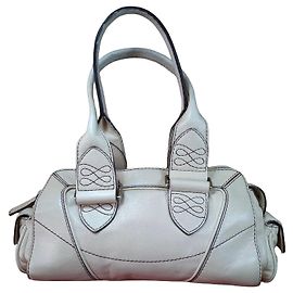 Lancel White Leather Handbag White Eggshell