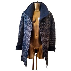 No Brand Beautiful bouclé wool coat/cardigan Blue Grey