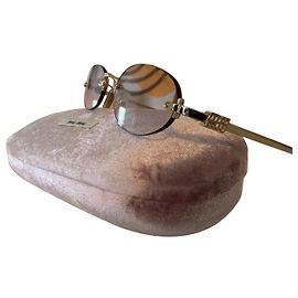 Miu Miu Round Sunglasses Brown Gold hardware