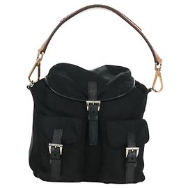 Prada Double Pocket Drawstring Tessuto Nero