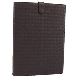 BOTTEGA VENETA INTRECCIATO iPad Case Leather Dark Brown Auth 166887 Dark brown