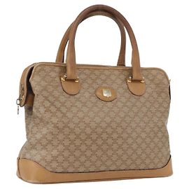 Céline CELINE Macadam Canvas Handtasche PVC Beige Gold Auth 173485 Beige Golden